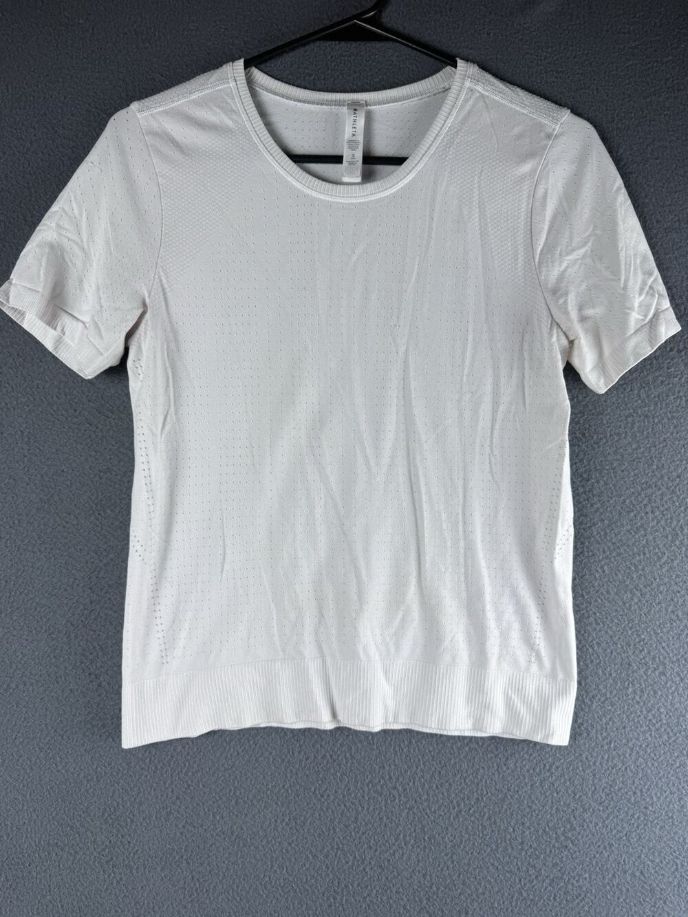 EUC Athleta In Motion Seamless Tee Bright White XS Short Sleeve Perforated Dot